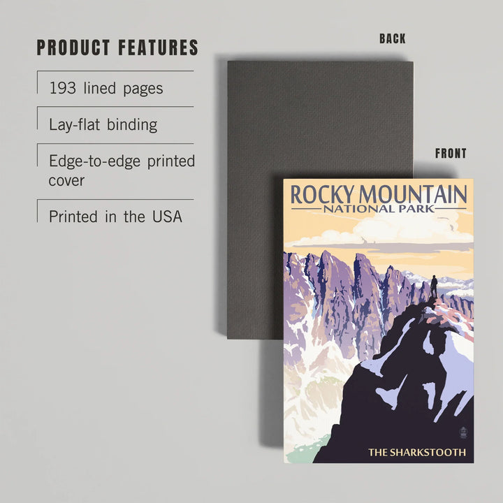 Lined 6x9 Journal, Rocky Mountain National Park, Montana, The Sharkstooth, Lay Flat, 193 Pages, FSC paper