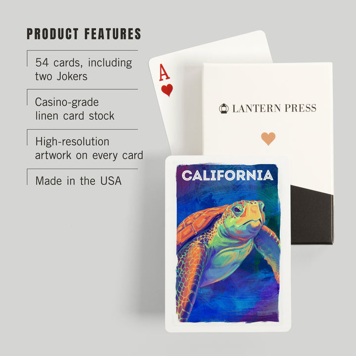Playing Cards, California, Vivid, Sea Turtle, 52 Card Deck with Jokers in Box, Unique Art