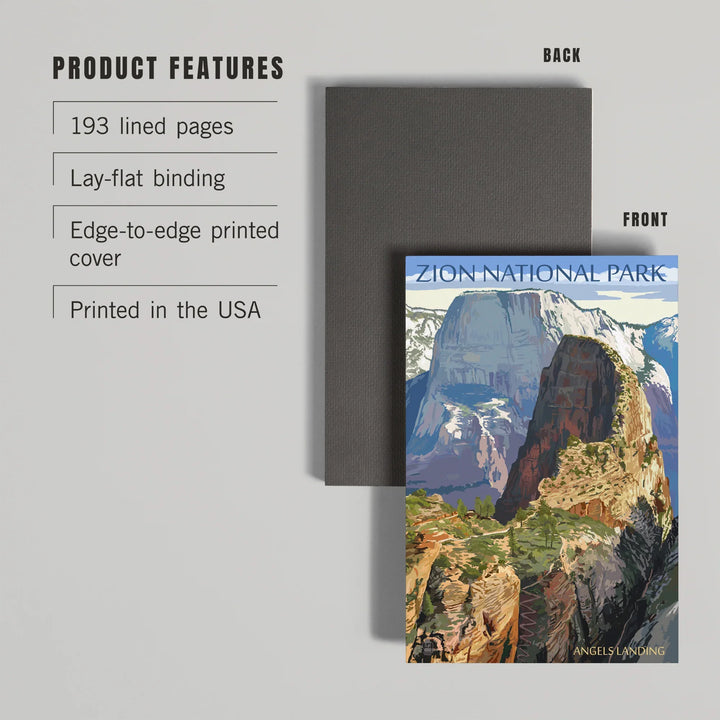 Lined 6x9 Journal, Zion National Park, Utah, Angels Landing, Lay Flat, 193 Pages, FSC paper