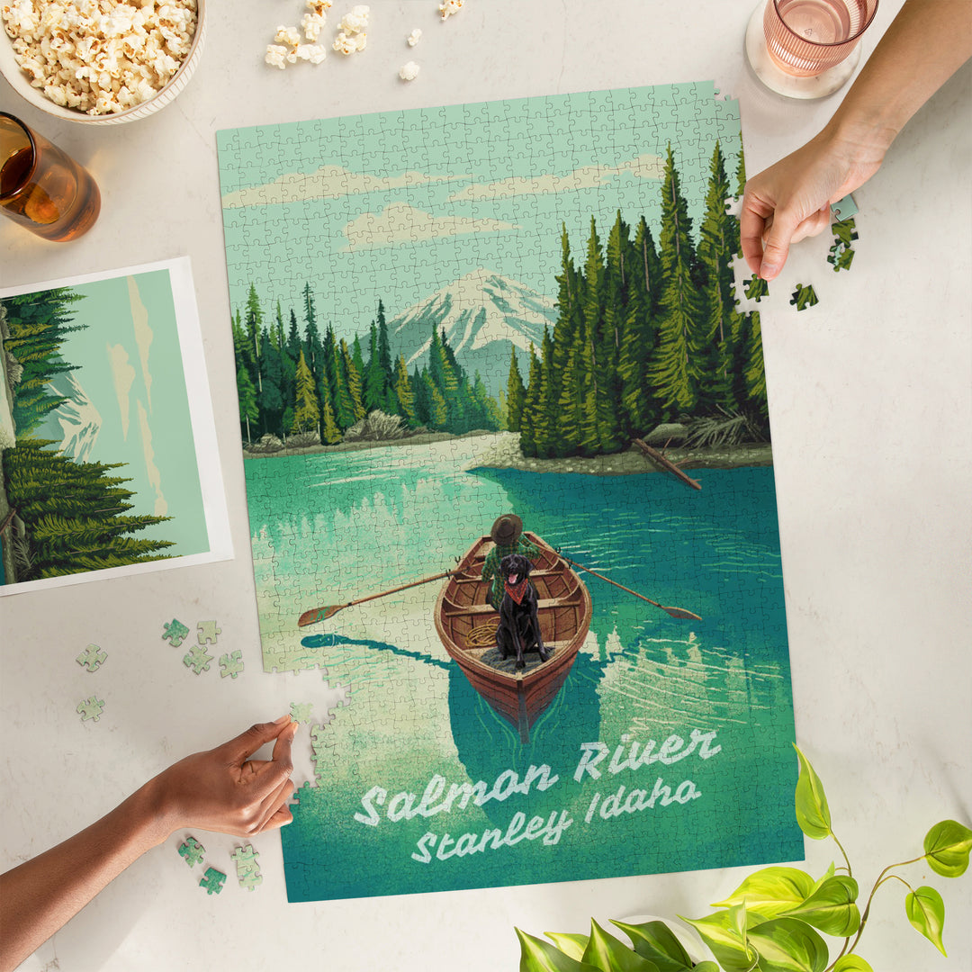 Stanley, Idaho, Salmon River, Quiet Explorer, Boating, Mountain, 1000 Piece Jigsaw Puzzle