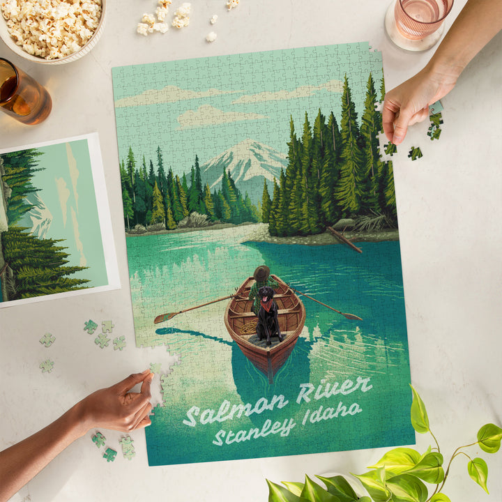 Stanley, Idaho, Salmon River, Quiet Explorer, Boating, Mountain, 1000 Piece Jigsaw Puzzle