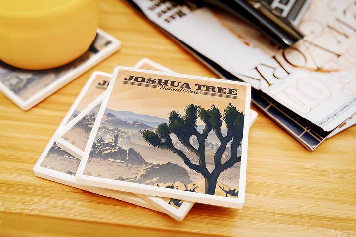 Joshua Tree National Park, California, Lithograph National Park Series, Coaster Set
