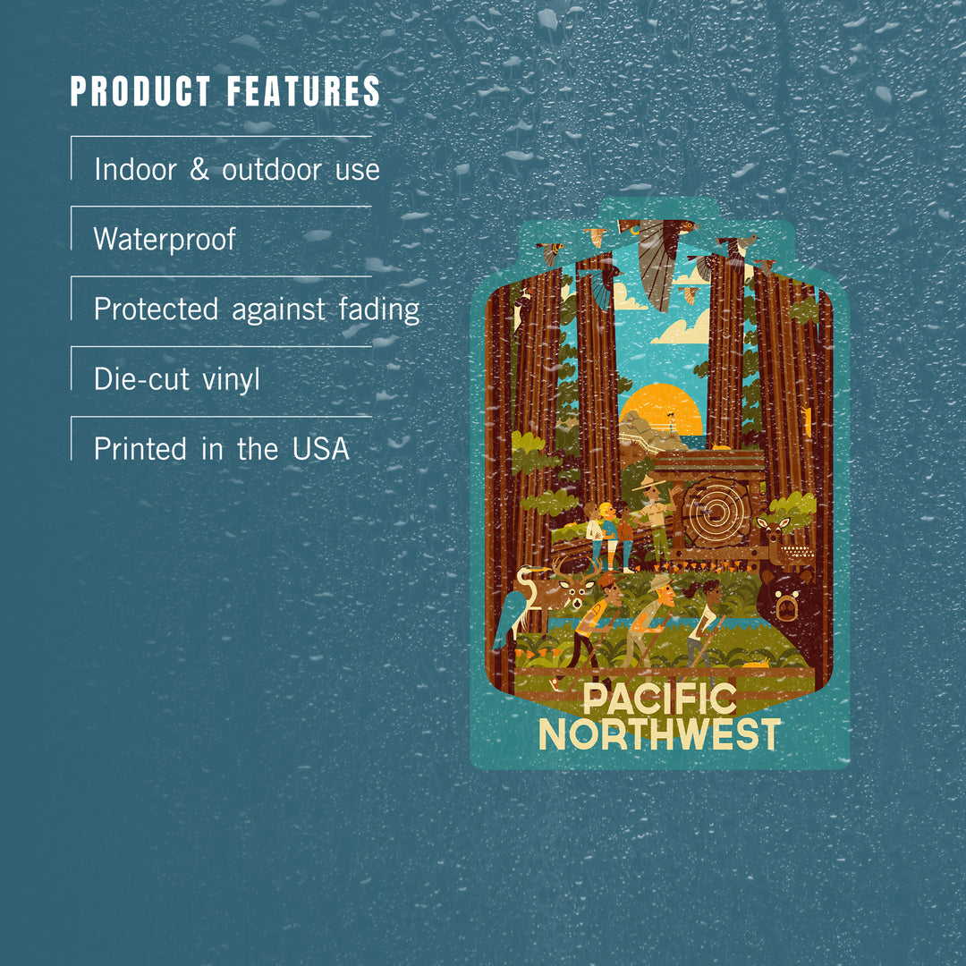 Pacific Northwest, Geometric, Forest, Vinyl Sticker
