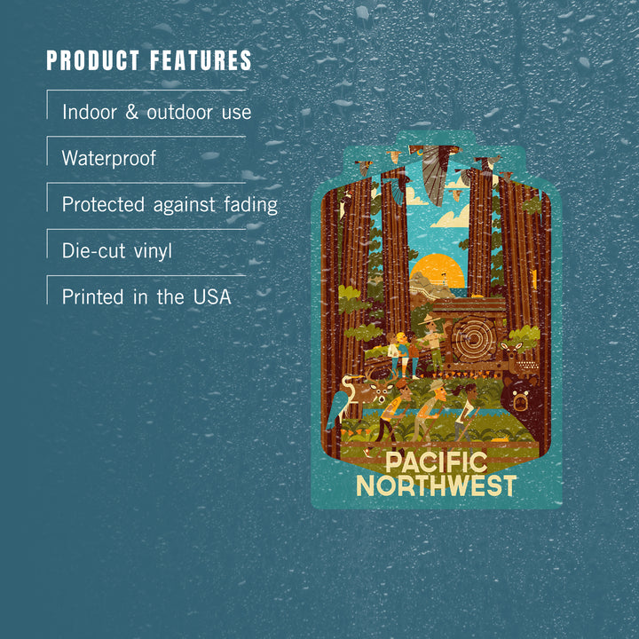 Pacific Northwest, Geometric, Forest, Vinyl Sticker