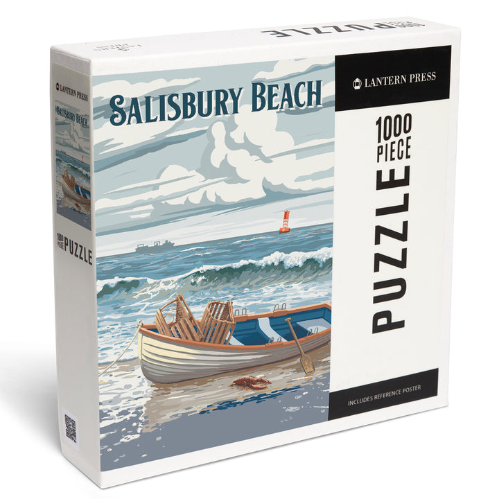 Salisbury Beach, Massachusetts, Painterly, Dory and Lobster Traps, Jigsaw Puzzle