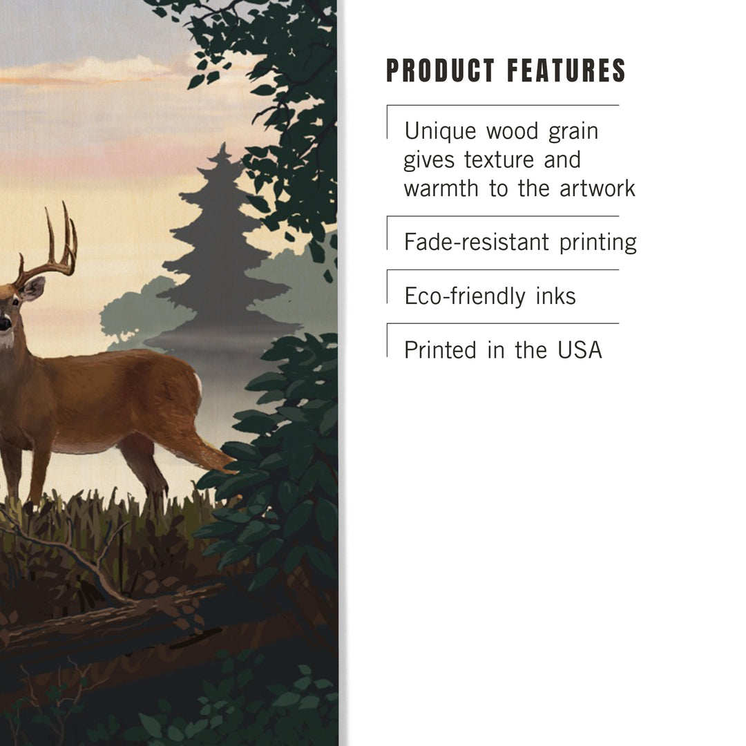 Painterly, Deer and Sunrise, Wood Sign and Postcards