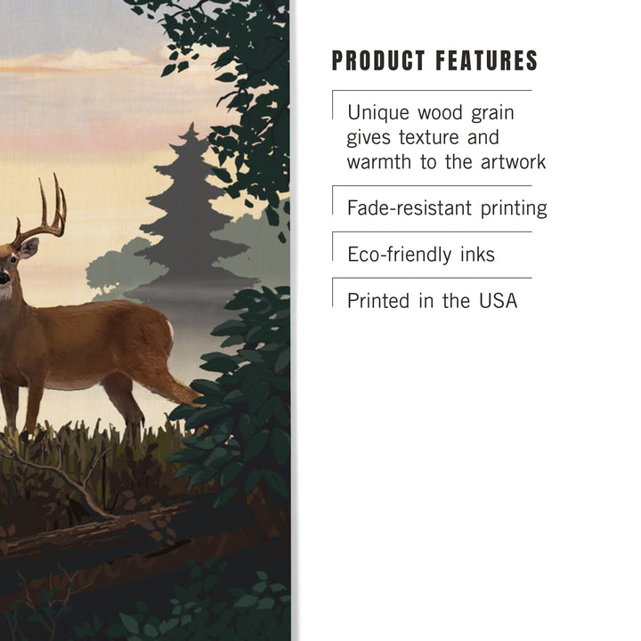 Painterly, Deer and Sunrise, Wood Sign and Postcards
