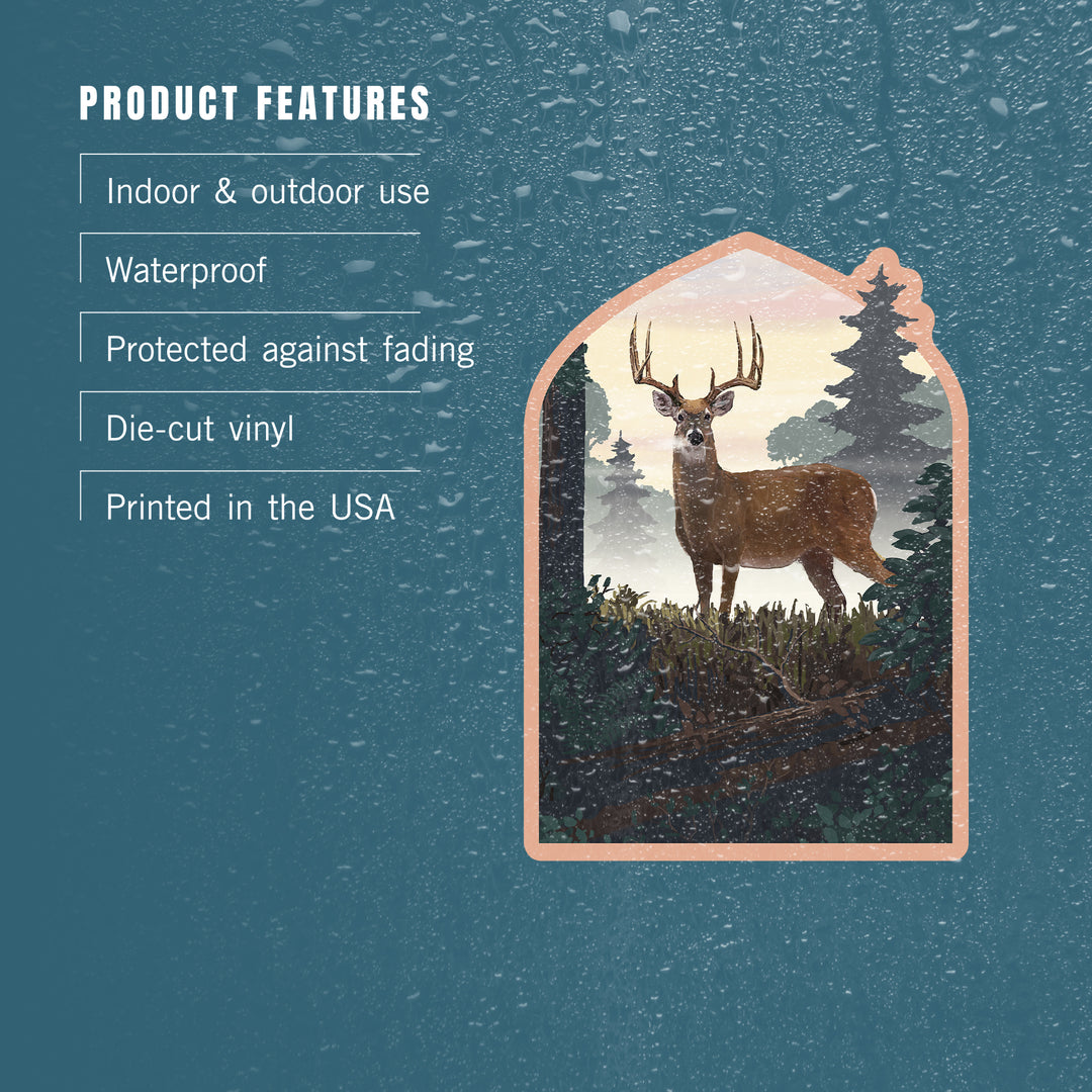 Painterly, Deer and Sunrise, Vinyl Sticker