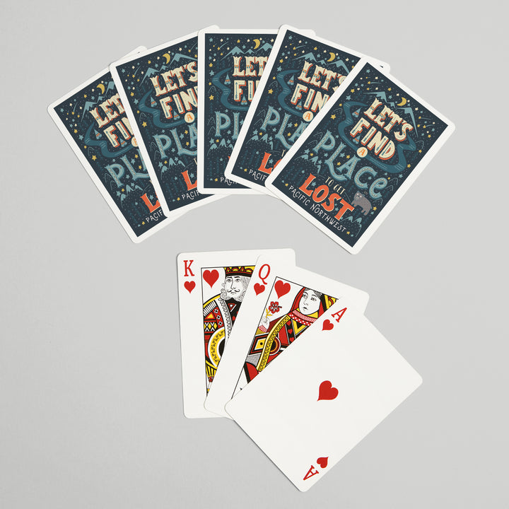 Playing Cards, Pacific Northwest, Let's Find a Place to Get Lost, 52 Card Deck with Jokers in Box, Unique Art