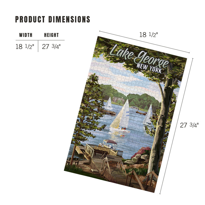 Lake George, New York, Lake View and Sailboats, Jigsaw Puzzle