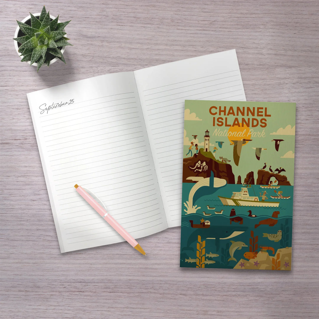 Lined 6x9 Journal, Channel Islands National Park, California, Geometric National Park Series, Lay Flat, 193 Pages, FSC paper