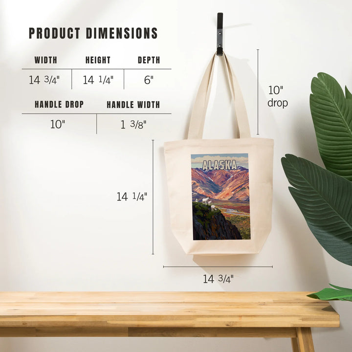 Alaska, Painterly, Bighorn Sheep Heard, Tote Bag