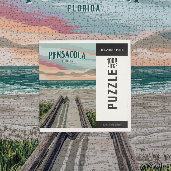 Pensacola, Florida, Painterly, Boardwalk, Jigsaw Puzzle