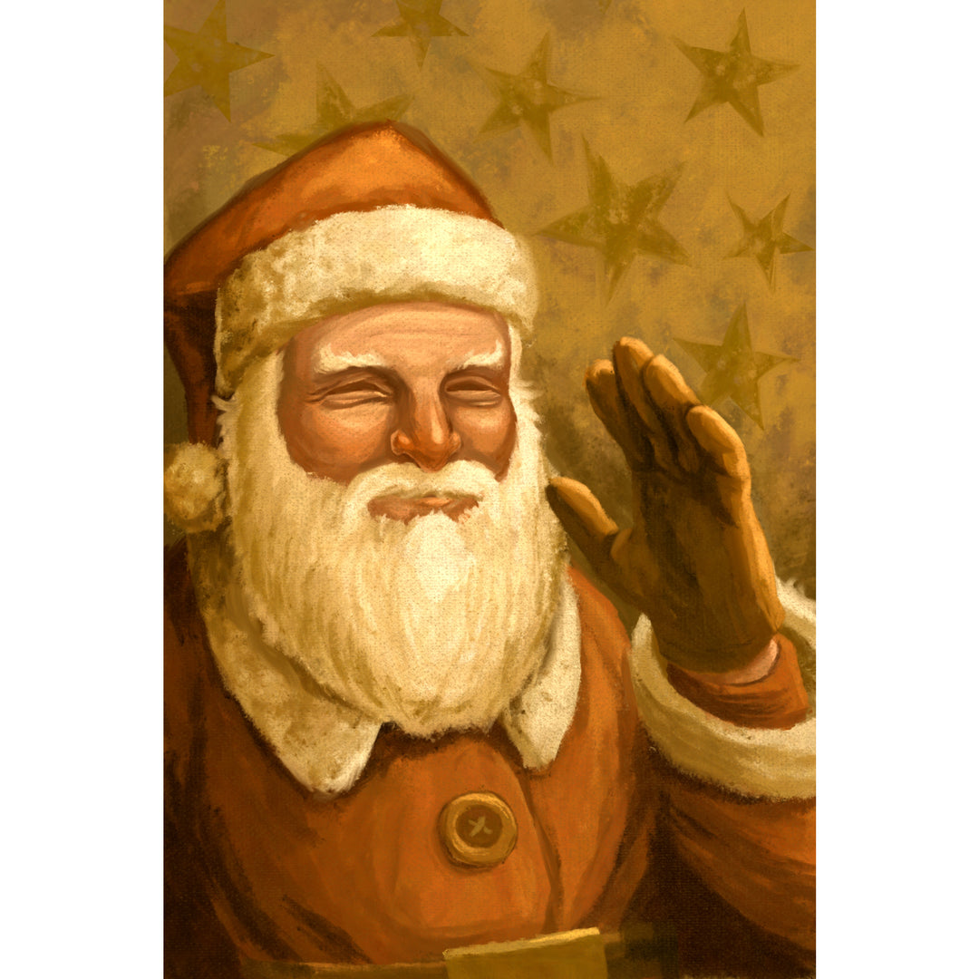 Santa Claus, Christmas Oil Painting, Lantern Press Artwork, Stretched Canvas