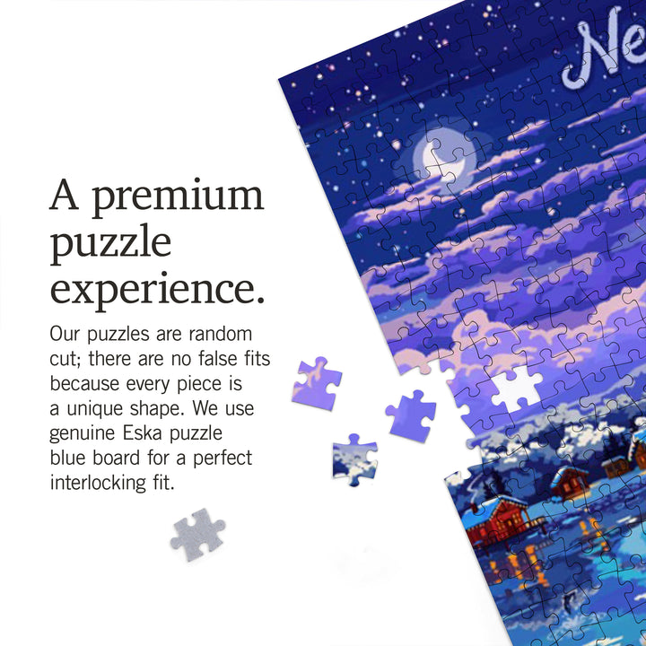 New Hampshire, Happy Howlidays, Painterly, Santa Dog and Helpers, 1000 Piece Jigsaw Puzzle