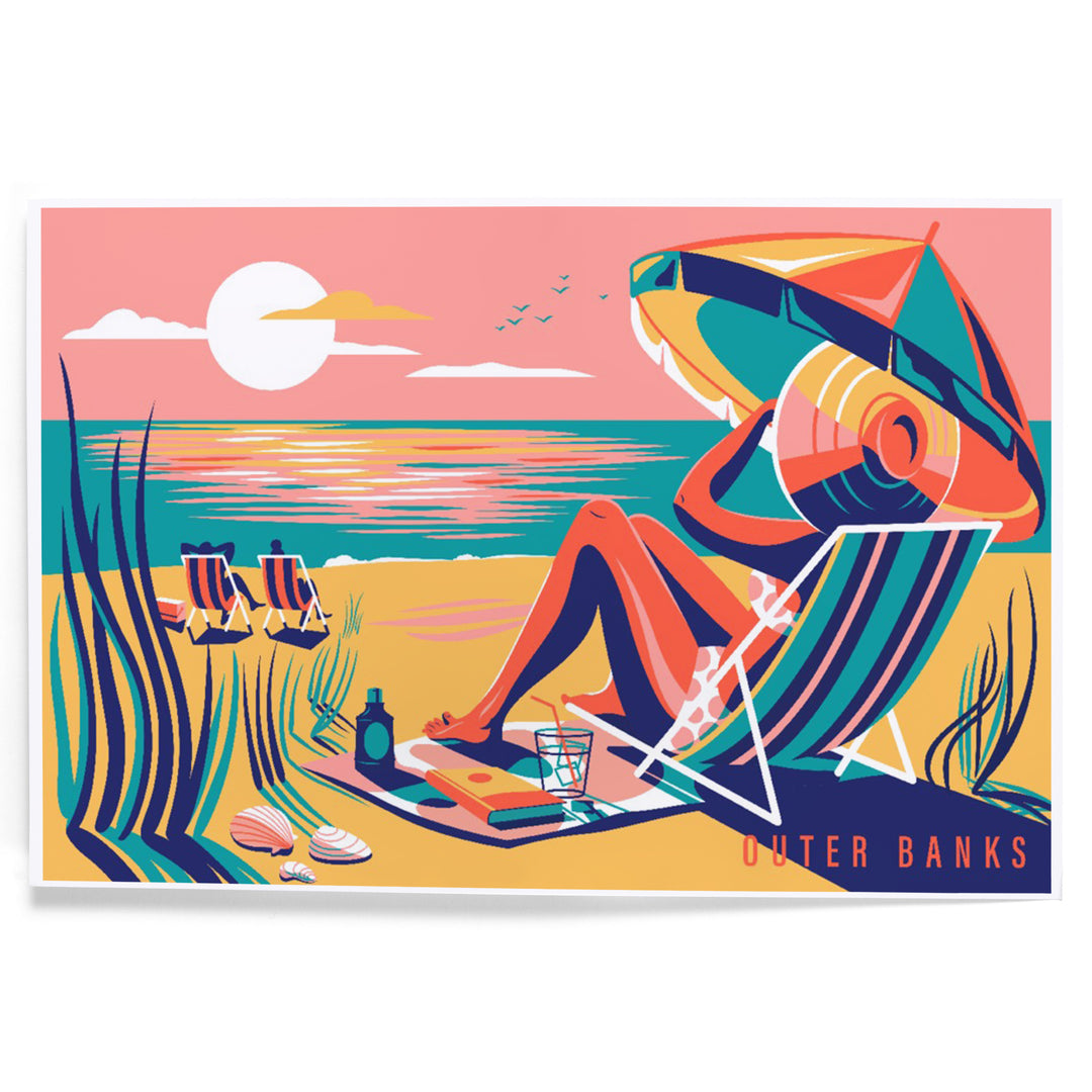 Outer Banks, North Carolina, Beach Bliss Collection, Woman at the Beachene, Art & Giclee Prints