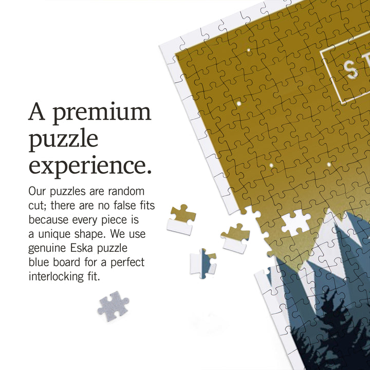 Durango, Colorado, Animal Silhouettes, Yellow and Blue, 1000 Piece Jigsaw Puzzle