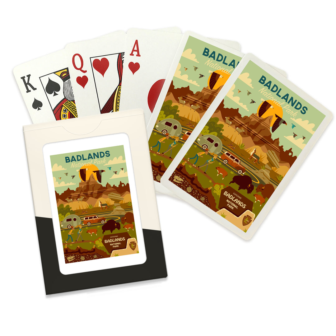 Playing Cards, Badlands National Park, South Dakota, Geometric National Park Series, 52 Card Deck with Jokers in Box, Unique Art
