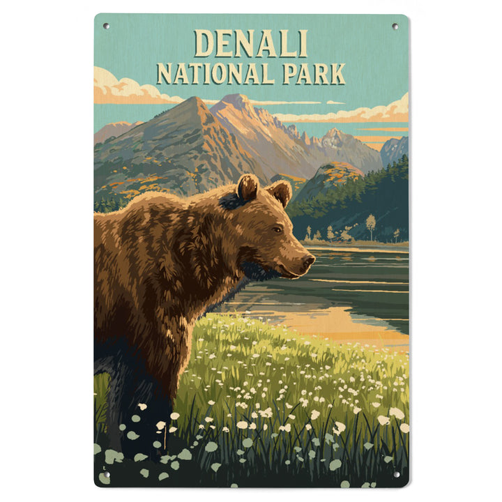 Denali National Park, Painterly, Bear, Wood Signs and Postcards