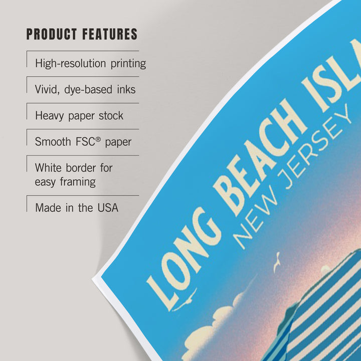 Long Beach Island, New Jersey, Lithograph, Beach Chair and Umbrella, Art & Giclee Prints