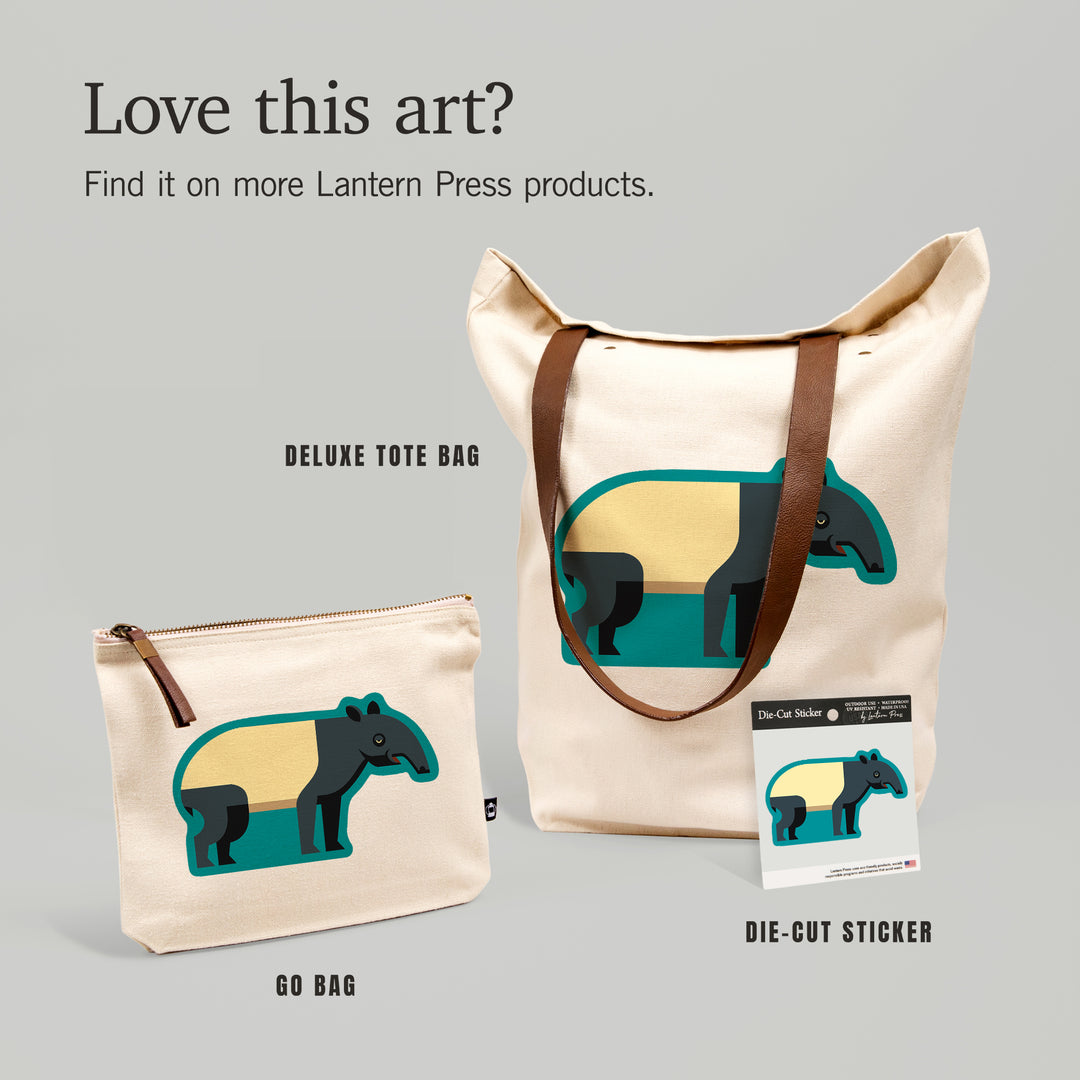 Tapir, Geometric, Contour, Lantern Press Artwork, Accessory Go Bag
