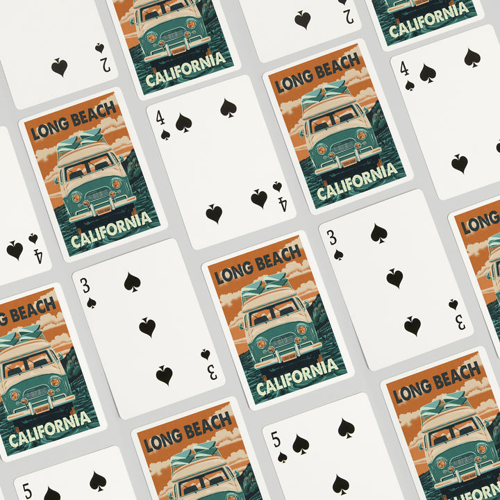 Playing Cards, Long Beach, California, Camper Van, 52 Card Deck with Jokers in Box, Unique Art