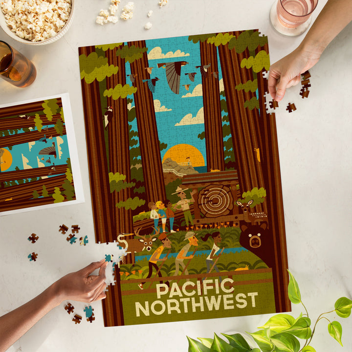 Pacific Northwest, Geometric, Forest, 1000 Piece Jigsaw Puzzle