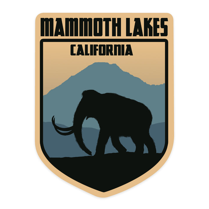 Mammoth Lakes, California, Wooly Mammoth, Contour, Vinyl Sticker