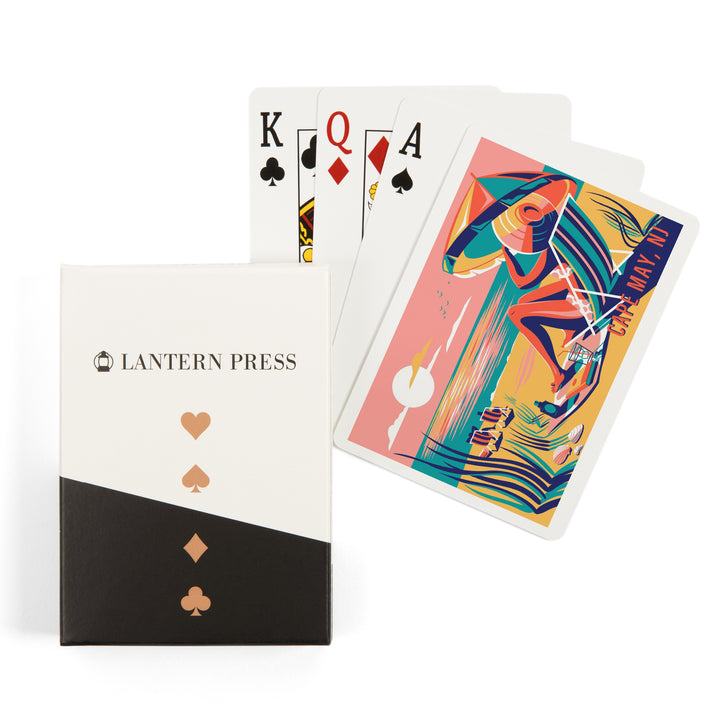 Playing Cards, Cape May, New Jersey, Beach Bliss Collection, Woman at the Beach, 52 Card Deck with Jokers in Box, Unique Art