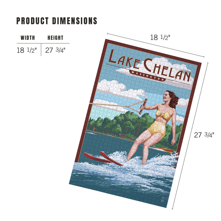 Lake Chelan, Washington, Water Skier and Lake, Jigsaw Puzzle