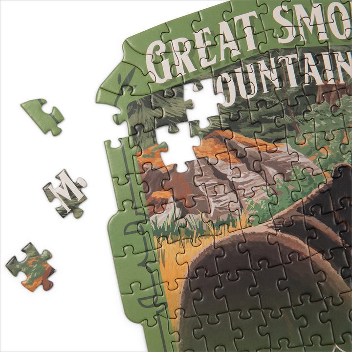 Lantern Press Mini Shaped Adult Jigsaw Puzzle, Protect Our National Parks (Great Smoky Mountains)