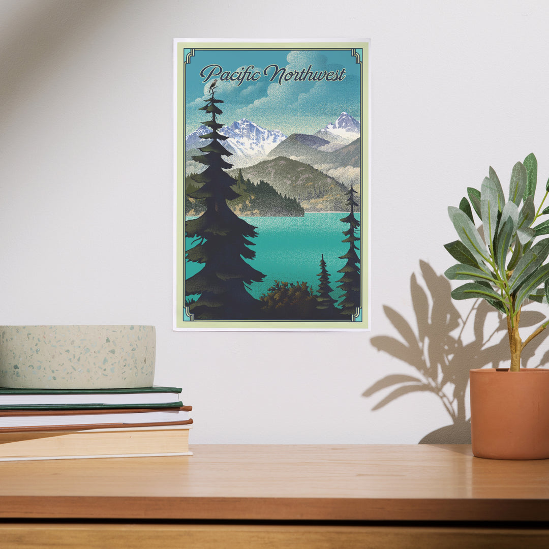Pacific Northwest, Lake Lithograph, Art & Giclee Prints