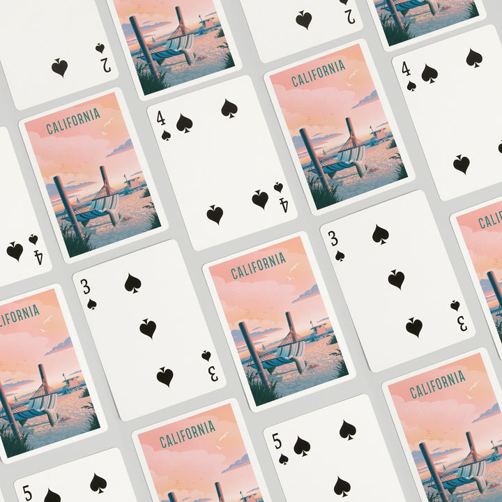 Playing Cards, California, Lithograph, Salt Air, No Cares, Hammock on Beach, 52 Card Deck with Jokers in Box, Unique Art