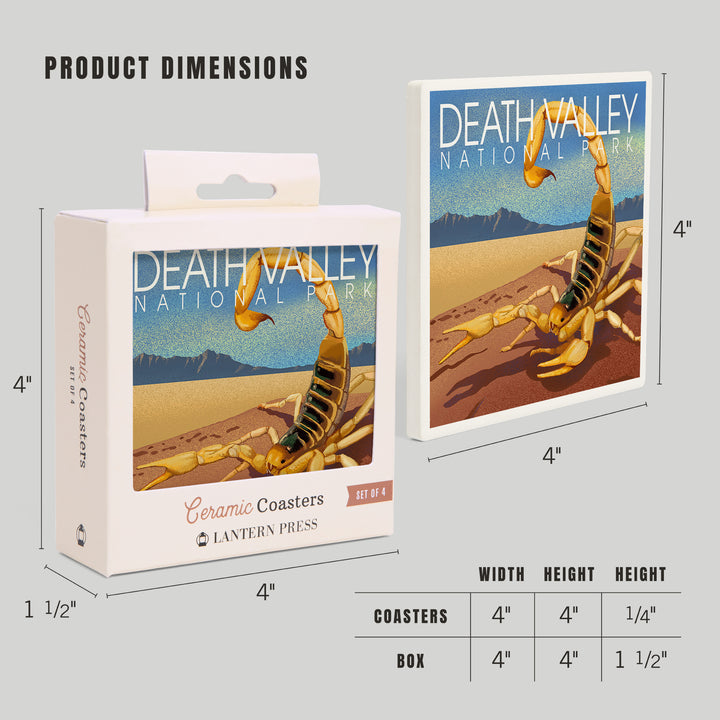 Death Valley National Park, California, Lithograph, Scorpion, Coasters