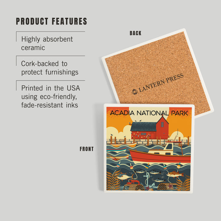 Acadia National Park, Maine, Nautical Geometric, Coasters