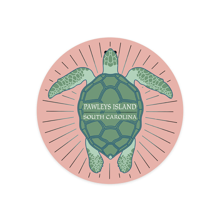 Pawleys Island, South Carolina, Sea Turtle, Pink, Contour, Lantern Press Artwork, Vinyl Sticker