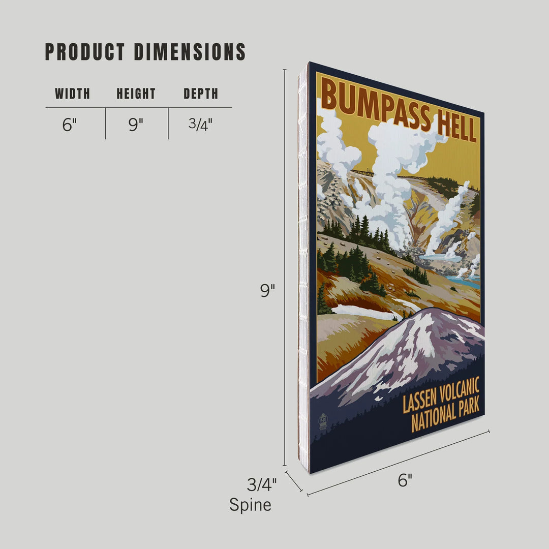 Lined 6x9 Journal, Lassen Volcanic National Park, California, Bumpass Hell, Lay Flat, 193 Pages, FSC paper