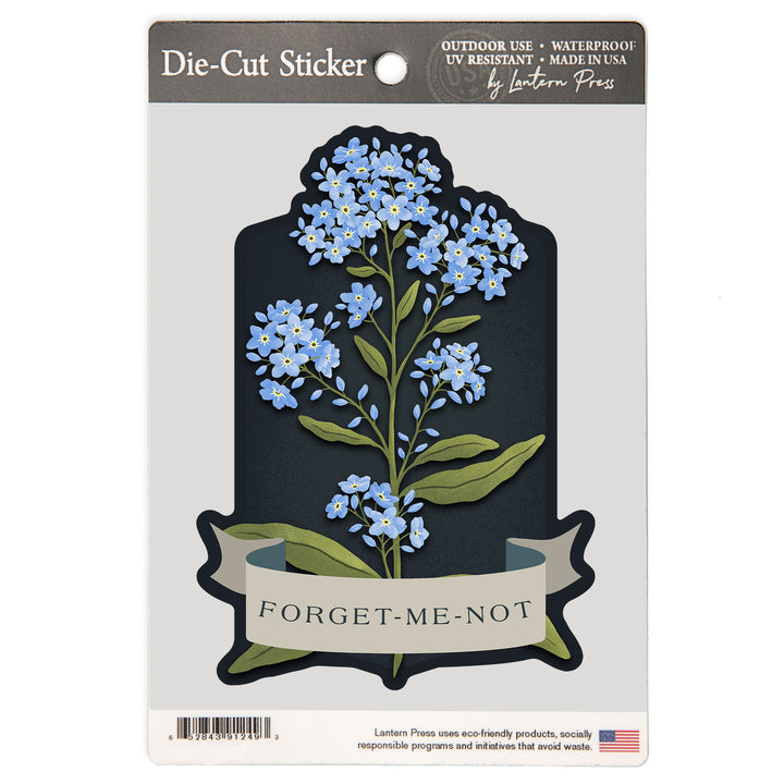 Vintage Flora Noir, Forget-Me-Not, Vinyl Sticker
