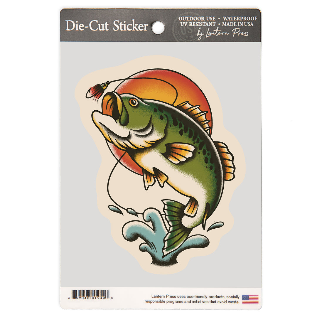 American Traditional, Bass Fishing, Vinyl Sticker