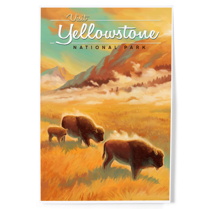 Yellowstone National Park, Bison, Oil Painting, Art & Giclee Prints