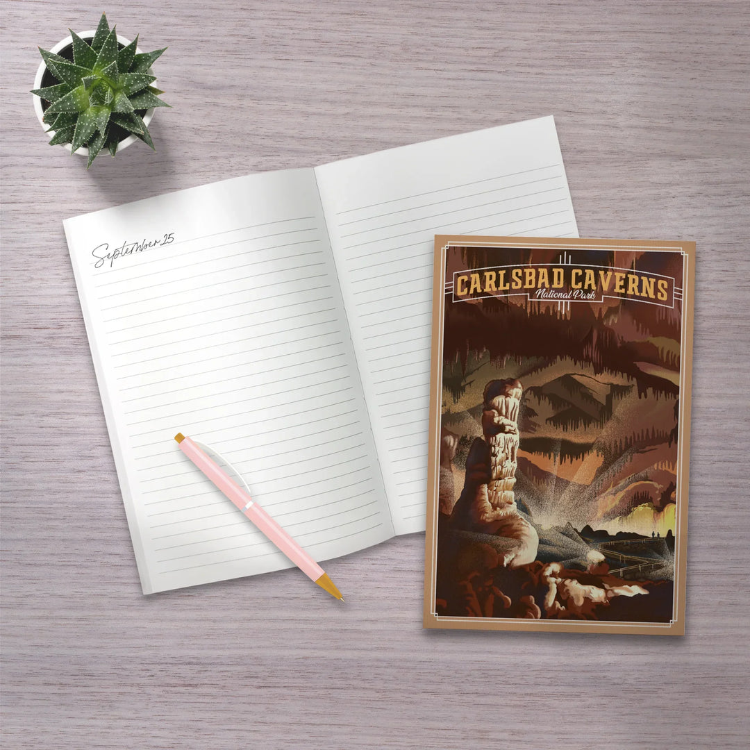 Lined 6x9 Journal, Carlsbad Cavern National Park, Lithograph, Lay Flat, 193 Pages, FSC paper