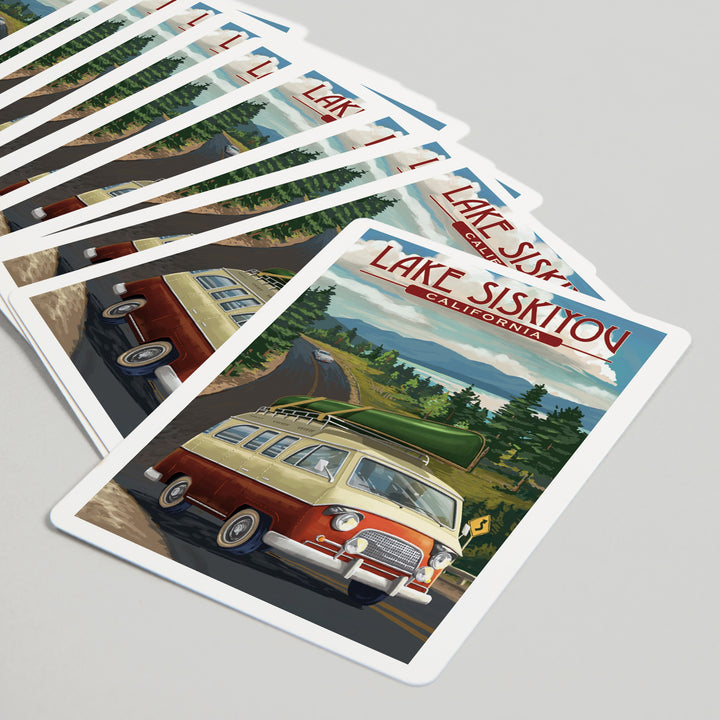 Playing Cards, Lake Siskiyou, California, Camper Van, 52 Card Deck with Jokers in Box, Unique Art