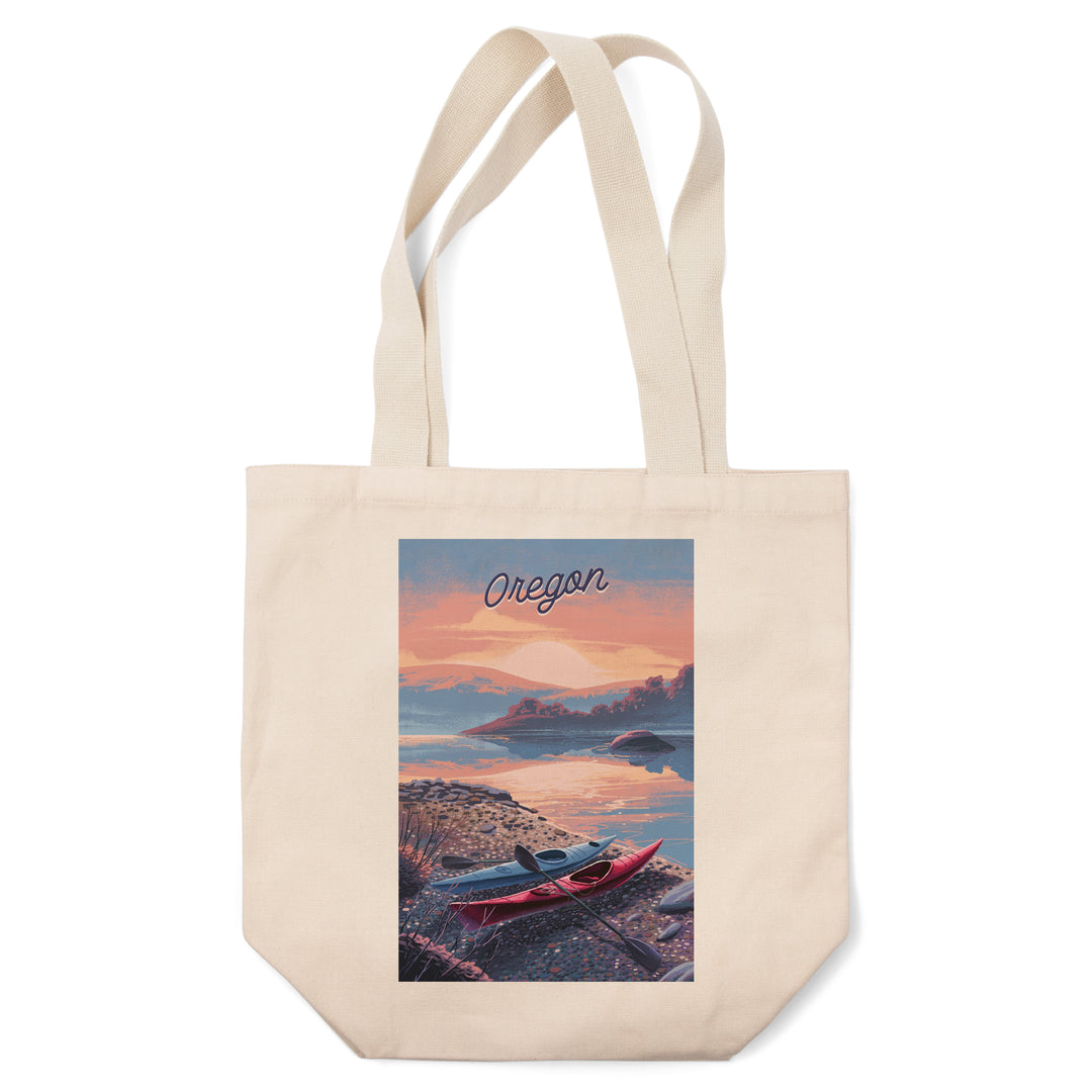 Oregon, Glassy Sunrise, Kayak, Tote Bag