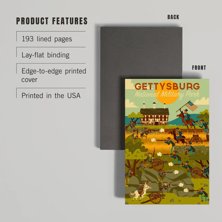 Lined 6x9 Journal, Gettysburg, Pennsylvania, National Military Park, Civil War, Geometric, Lay Flat, 193 Pages, FSC paper