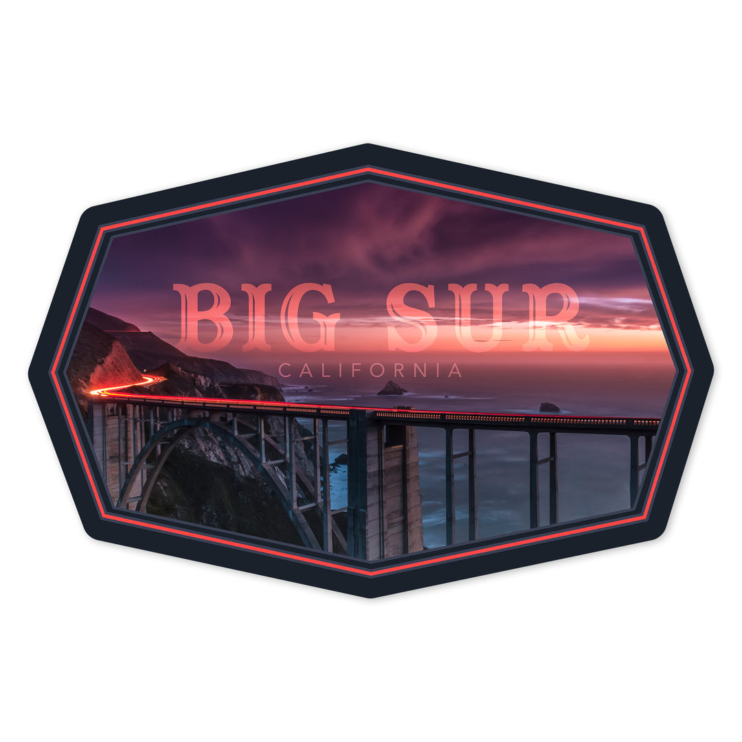 Big Sur, California, Bixby Bridge and Sunset with ND, Contour, Vinyl Sticker