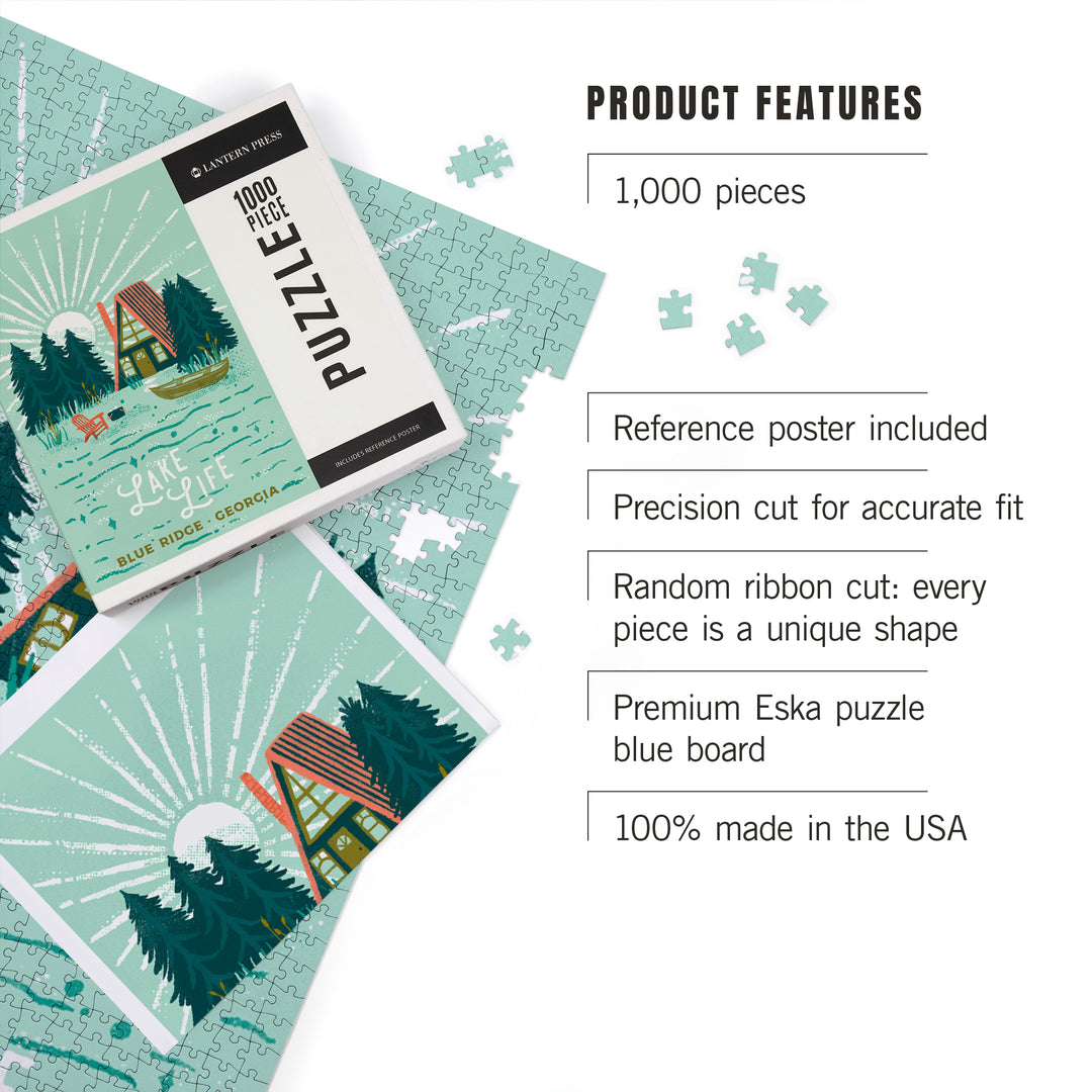 Blue Ridge, Georgia, Lake Life Series, Cabin, 1000 Piece Jigsaw Puzzle