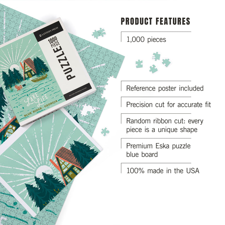 Blue Ridge, Georgia, Lake Life Series, Cabin, 1000 Piece Jigsaw Puzzle