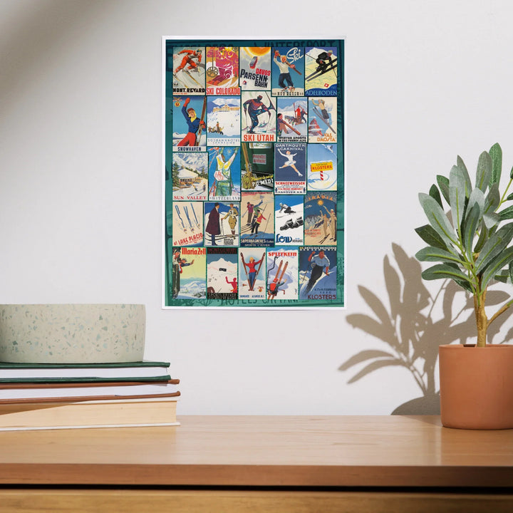 Vintage Ski Collage, Art & Giclee Prints