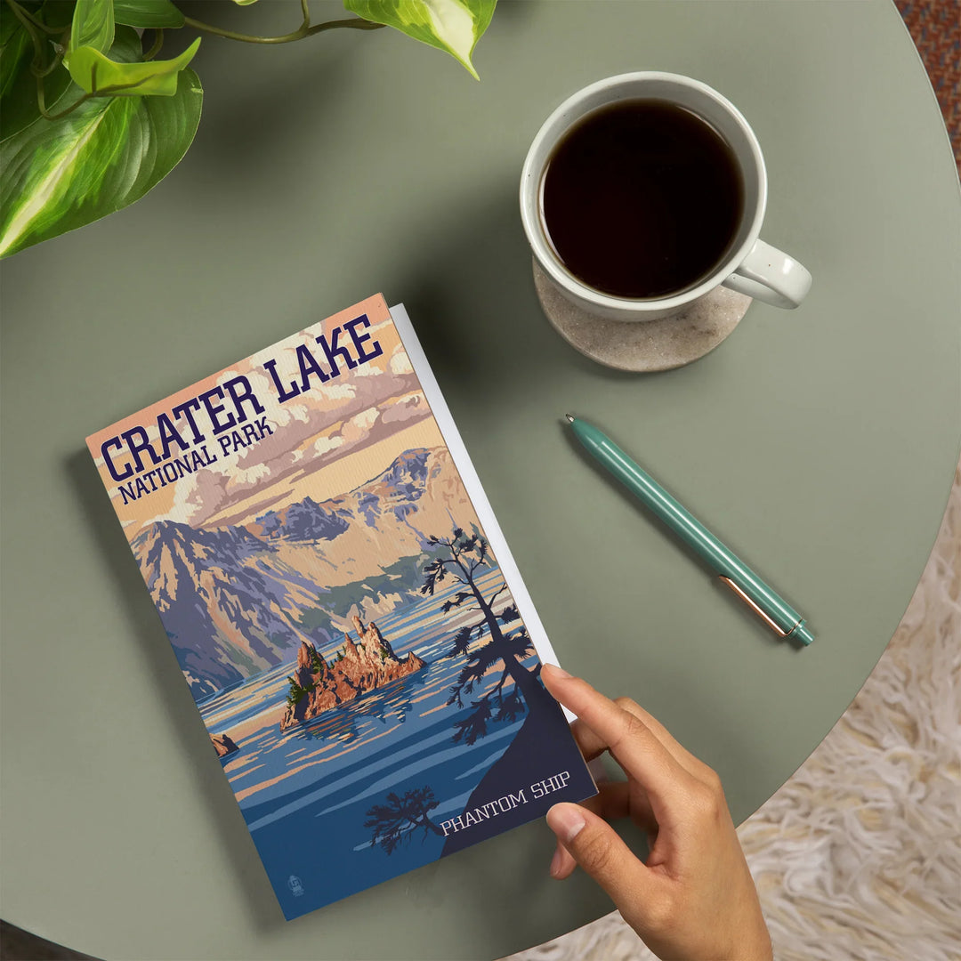 Lined 6x9 Journal, Crater Lake National Park, Oregon, Shoreline and Sunset, Painterly Series, Lay Flat, 193 Pages, FSC paper