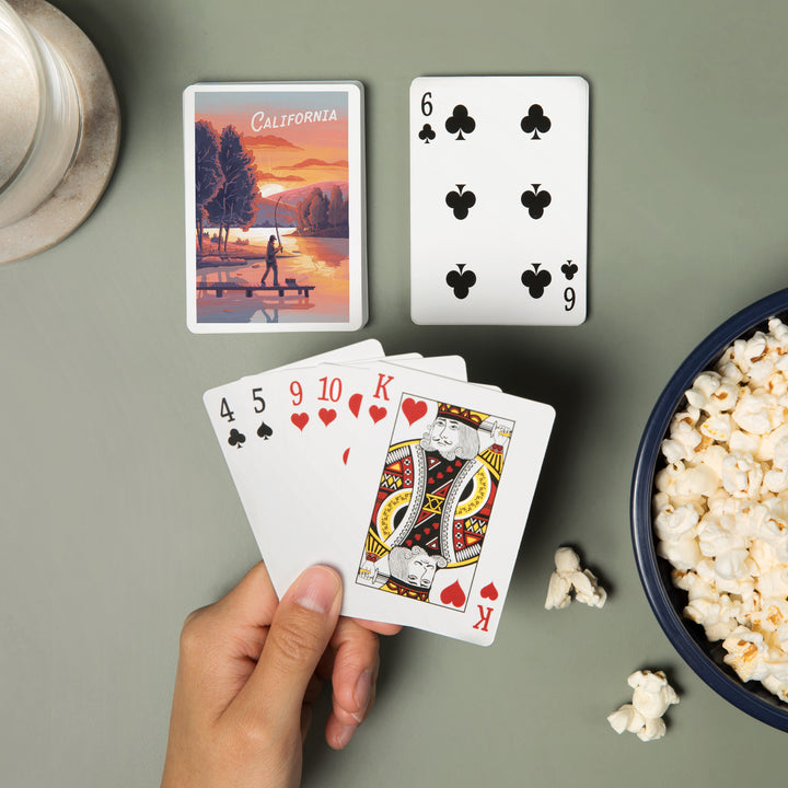 Playing Cards, California, This is Living, Fishing, 52 Card Deck with Jokers in Box, Unique Art